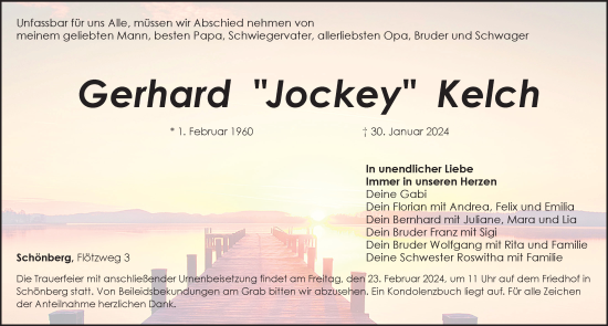 Traueranzeige von Gerhard Kelch von Pegnitz-Zeitung