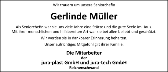 Traueranzeige von Gerlinde Müller von Hersbrucker Zeitung Lokal