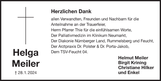 Traueranzeige von Helga Meiler von Der Bote