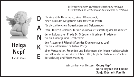 Traueranzeige von Helga Nepf von Pegnitz-Zeitung