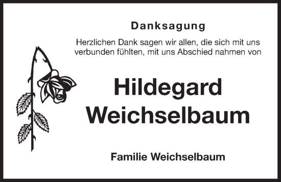 Traueranzeige von Hildegard Weichselbaum von Der Bote