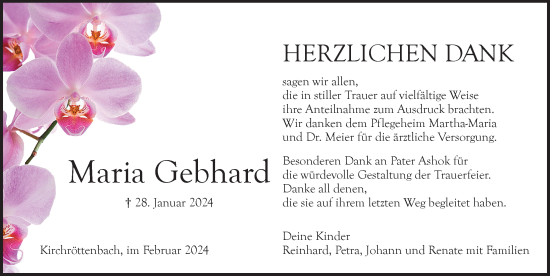 Traueranzeige von Maria Gebhard von Pegnitz-Zeitung