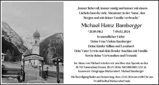 Traueranzeige von Michael Heinz Bamberger von Pegnitz-Zeitung