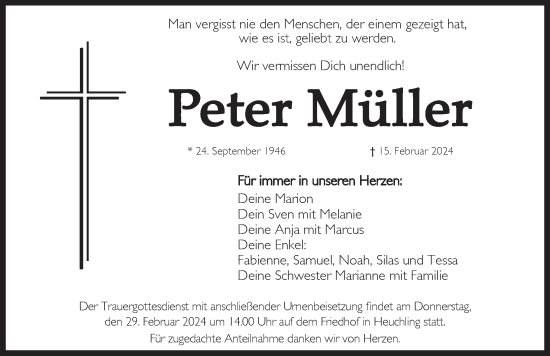 Traueranzeige von Peter Müller von Pegnitz-Zeitung