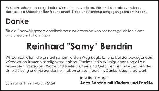 Traueranzeige von Reinhard Bendrin von Pegnitz-Zeitung