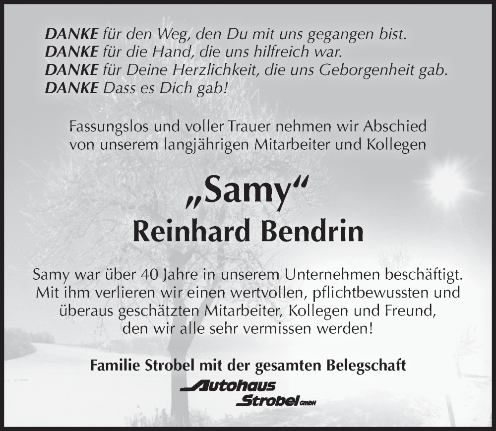  Traueranzeige für Reinhard Bendrin vom 03.02.2024 aus Pegnitz-Zeitung