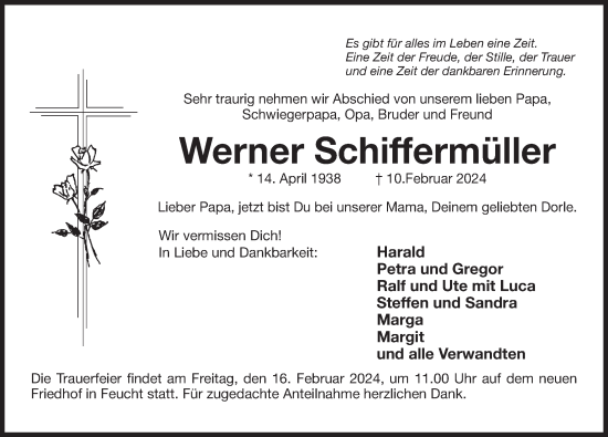 Traueranzeige von Werner Schiffermüller von Der Bote