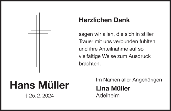 Traueranzeige von Hans Müller von Der Bote