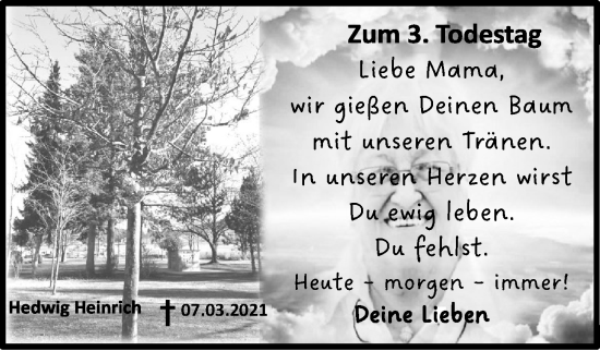 Traueranzeige von Hedwig Heinrich von Hersbrucker Zeitung Lokal