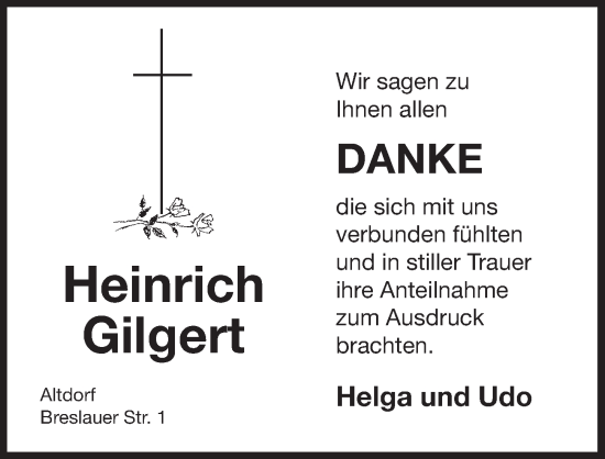 Traueranzeige von Heinrich Gilgert von Der Bote