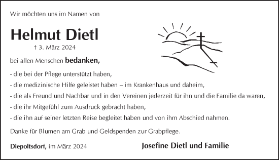Traueranzeige von Helmut Dietl von Pegnitz-Zeitung