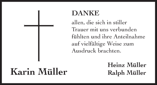 Traueranzeige von Karin Müller von Der Bote