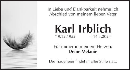 Traueranzeige von Karl Irblich von Pegnitz-Zeitung