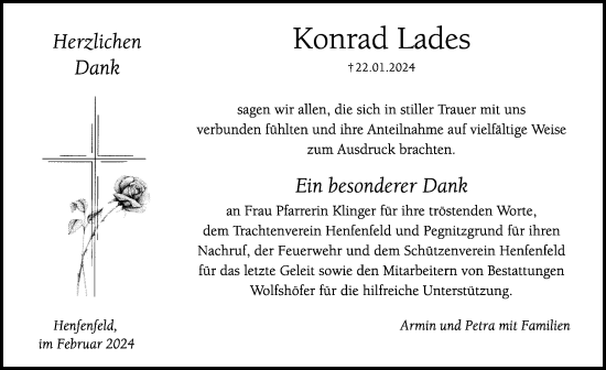 Traueranzeige von Konrad Lades von Hersbrucker Zeitung Lokal