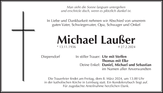 Traueranzeige von Michael Laußer von Pegnitz-Zeitung