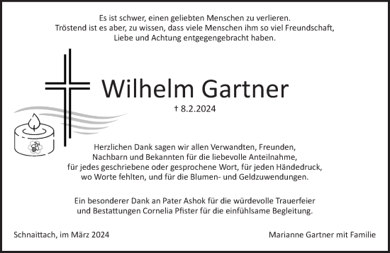 Traueranzeige von Wilhelm Gartner von Pegnitz-Zeitung