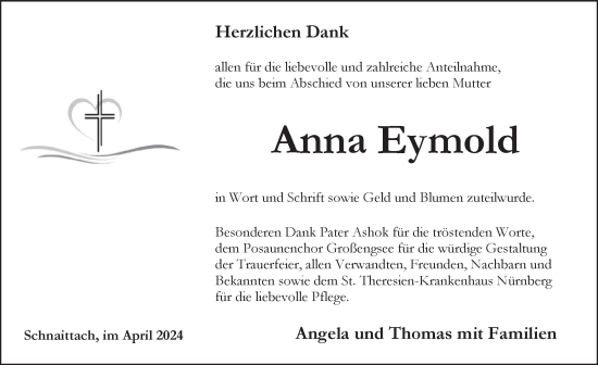 Traueranzeige von Anna Eymold von Pegnitz-Zeitung