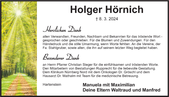 Traueranzeige von Holger Hörnich von Hersbrucker Zeitung Lokal