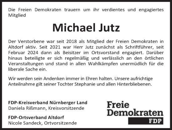 Traueranzeige von Michael Jutz von Der Bote