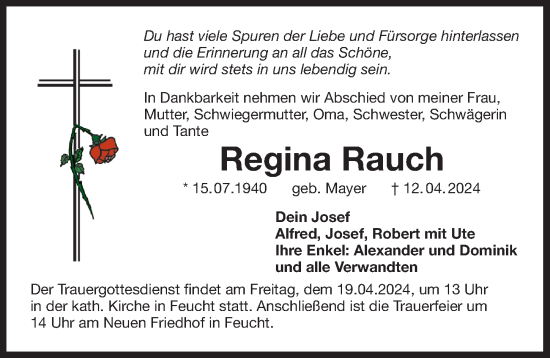 Traueranzeige von Regina Rauch von Der Bote