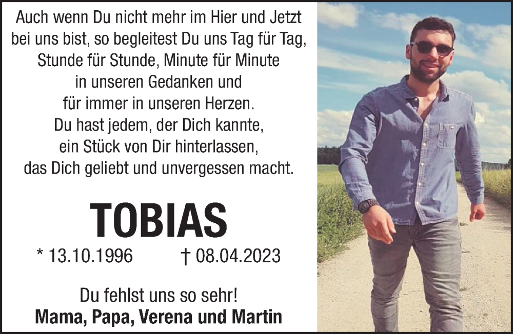  Traueranzeige für Tobias Schlenk vom 08.04.2024 aus Hersbrucker Zeitung Lokal