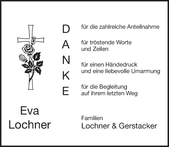 Traueranzeige von Eva Lochner von Pegnitz-Zeitung