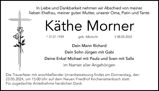 Traueranzeige von Käthe Morner von Hersbrucker Zeitung Lokal