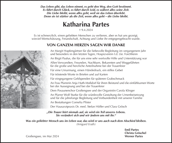 Traueranzeige von Katharina Partes von Pegnitz-Zeitung
