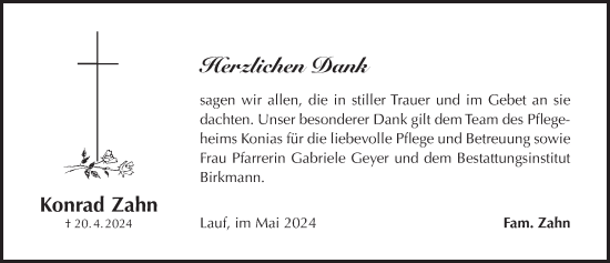 Traueranzeige von Konrad Zahn von Pegnitz-Zeitung
