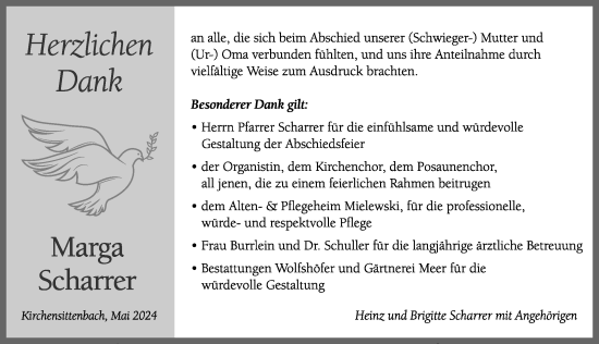 Traueranzeige von Marga Scharrer von Hersbrucker Zeitung Lokal
