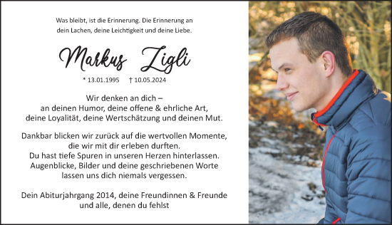 Traueranzeige von Markus Zigli von Hersbrucker Zeitung Lokal