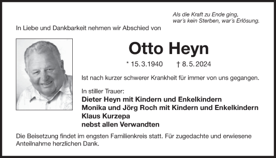Traueranzeige von Otto Heyn von Der Bote