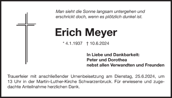 Traueranzeige von Erich Meyer von Der Bote