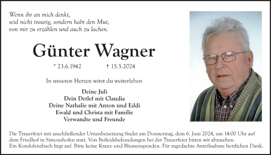 Traueranzeige von Günter Wagner von Pegnitz-Zeitung