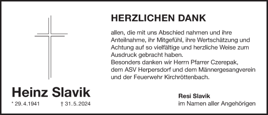 Traueranzeige von Heinz Slavik von Pegnitz-Zeitung