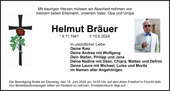 Traueranzeige von Helmut Bräuer von Der Bote