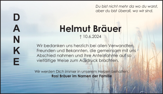 Traueranzeige von Helmut Bräuer von Der Bote
