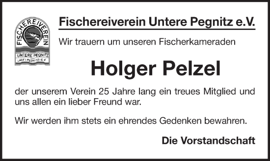Traueranzeige von Holger Pelzel von Pegnitz-Zeitung