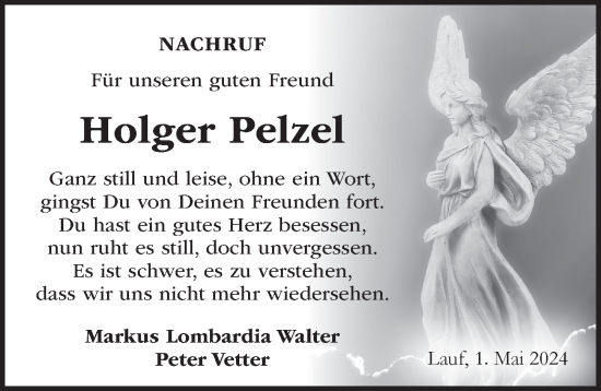 Traueranzeige von Holger Pelzel von Pegnitz-Zeitung