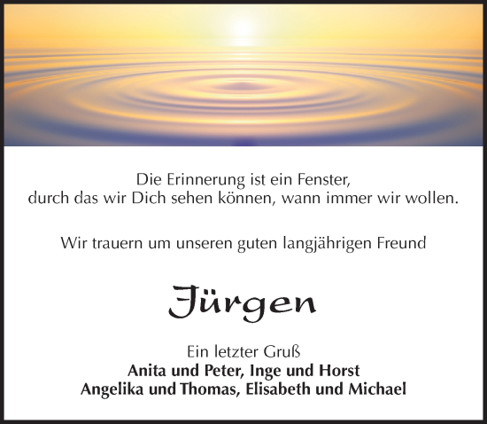 Traueranzeige von Jürgen  von Pegnitz-Zeitung
