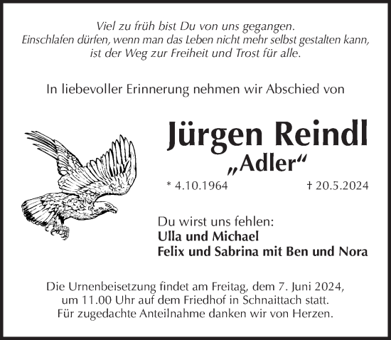 Traueranzeige von Jürgen Reindl von Pegnitz-Zeitung