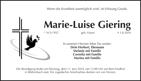 Traueranzeige von Marie-Luise Giering von Pegnitz-Zeitung