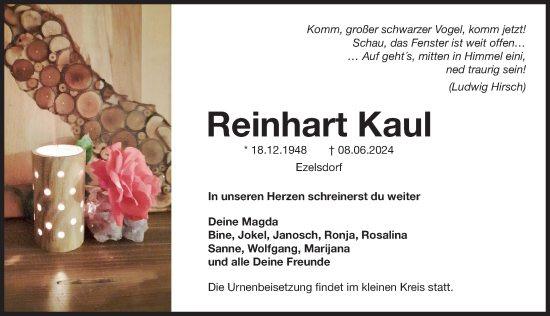 Traueranzeige von Reinhart Kaul von Der Bote