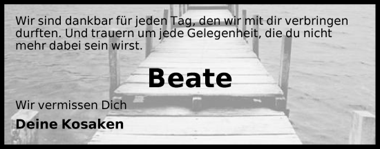 Traueranzeige von Beate  von Der Bote