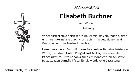 Traueranzeige von Elisabeth Buchner von Pegnitz-Zeitung