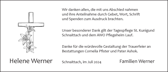 Traueranzeige von Helene Werner von Pegnitz-Zeitung