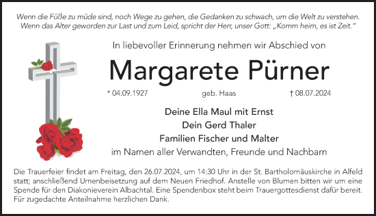Traueranzeige von Magarete Pürner von Hersbrucker Zeitung Lokal