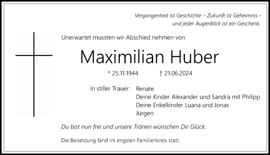 Traueranzeige von Maximilian Huber von Pegnitz-Zeitung