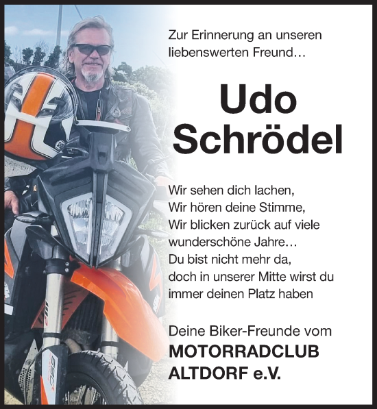 Traueranzeige von Udo Schrödel von Der Bote