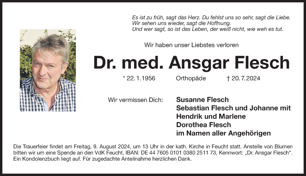  Traueranzeige für Ansgar Flesch vom 08.03.2024 aus Der Bote